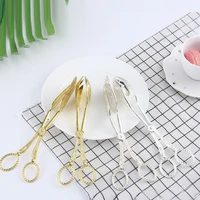 multifunction vintage food tong bread clamp dessert clip barbecue tools gold plated snack cake clip gold kitchen utensils