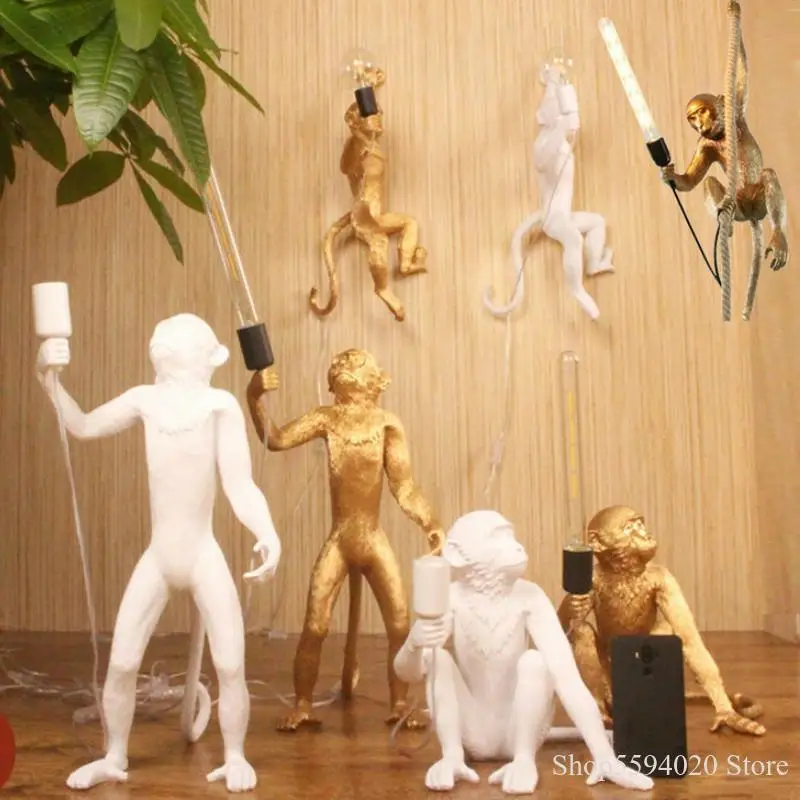 Ретро смолы люстра с Обезьянами светильник приспособление промышленные