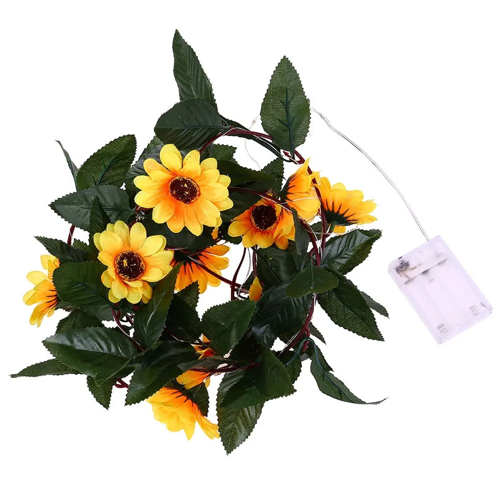 30LED String Lights Sunflower Copper Wire Fairy For Christmas Garland Indoor Wedding Artificial Flower Decoration Lamp | Освещение