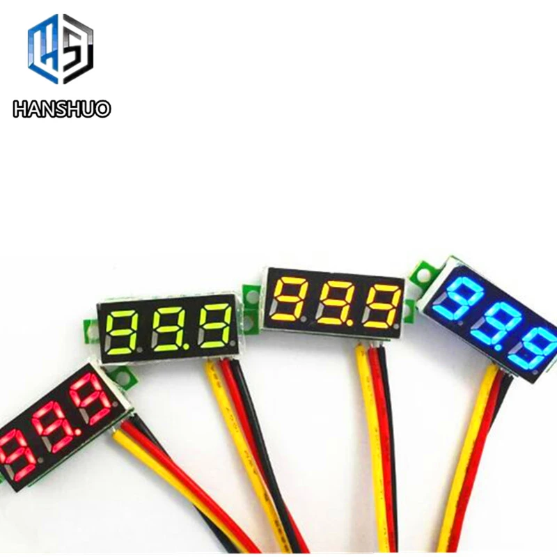 Цифровой мини-вольтметр 0 28 дюйма 3 провода синий красный зеленый желтый