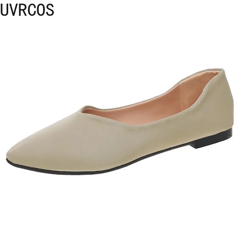 

Women Shoes 2021 Spring New Pointed Woman Shoes Band Design Shoes Women Ballet Flats Fashion Leather Shoes Big Sieze 42 43