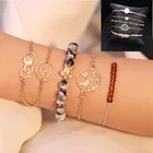 456 шт.компл. набор женских открытых браслетов в богемном стиле с искусственными листьями и опалом в стиле панк, бохо, пляжный браслет, ювелирные изделия, подарок