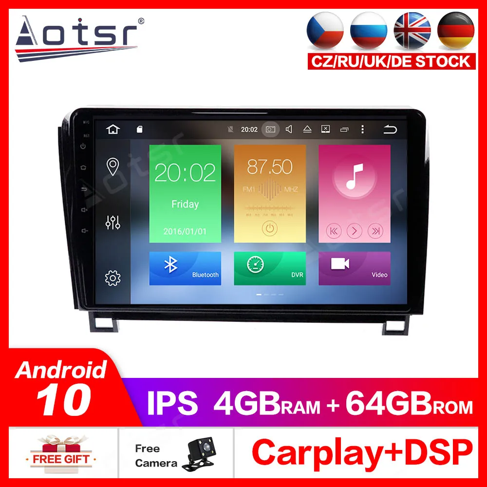 Автомобильный GPS навигатор Android 10 0 4 + 64 ГБ для Toyota Tundra 2008 2017 PX6 автомобильный DVD