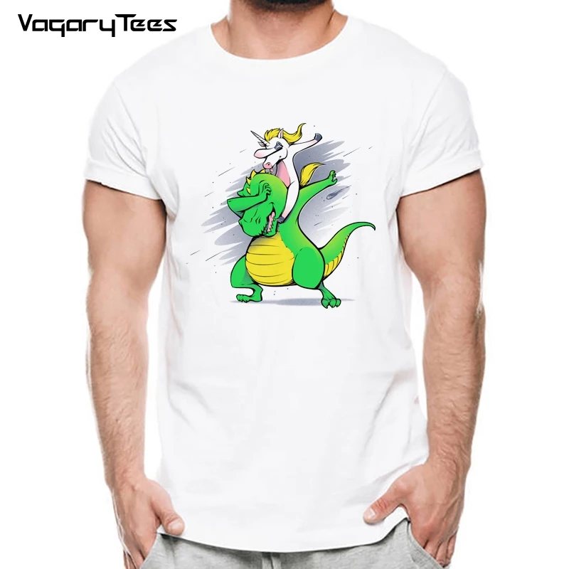 Забавная футболка с рисунком динозавра для верховой езды летняя белая Harajuku