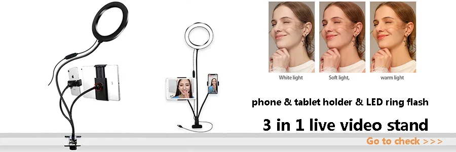Мини-штатив с держателем кронштейна для телефонов iPhone, huawei, Xiaomi, samsung светодиодный кольцевой светильник-вспышка для видеоблоггеров, комплекты для селфи