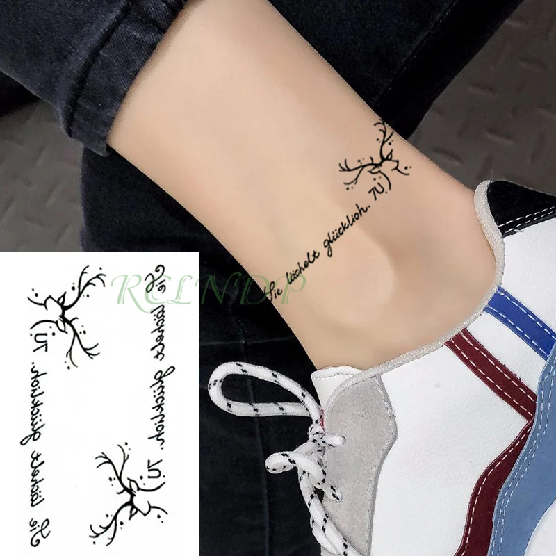 Водостойкая Временная тату-наклейка с рогами слова буквы тату-наклейки флэш-тату