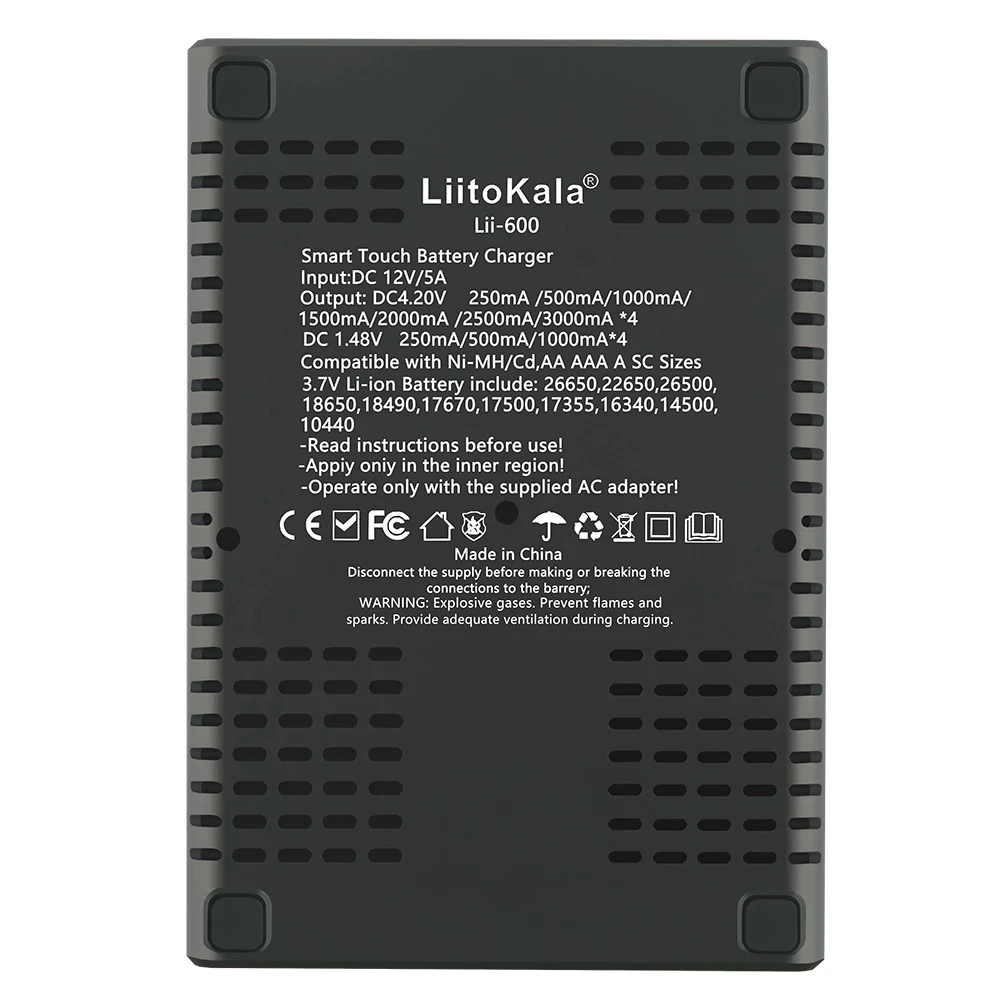 Зарядное устройство LiitoKala Lii-600 LCD с дисплеем для батарей 3 7/1 2 В AA/AAA 18650 26650 16340 14500 10440