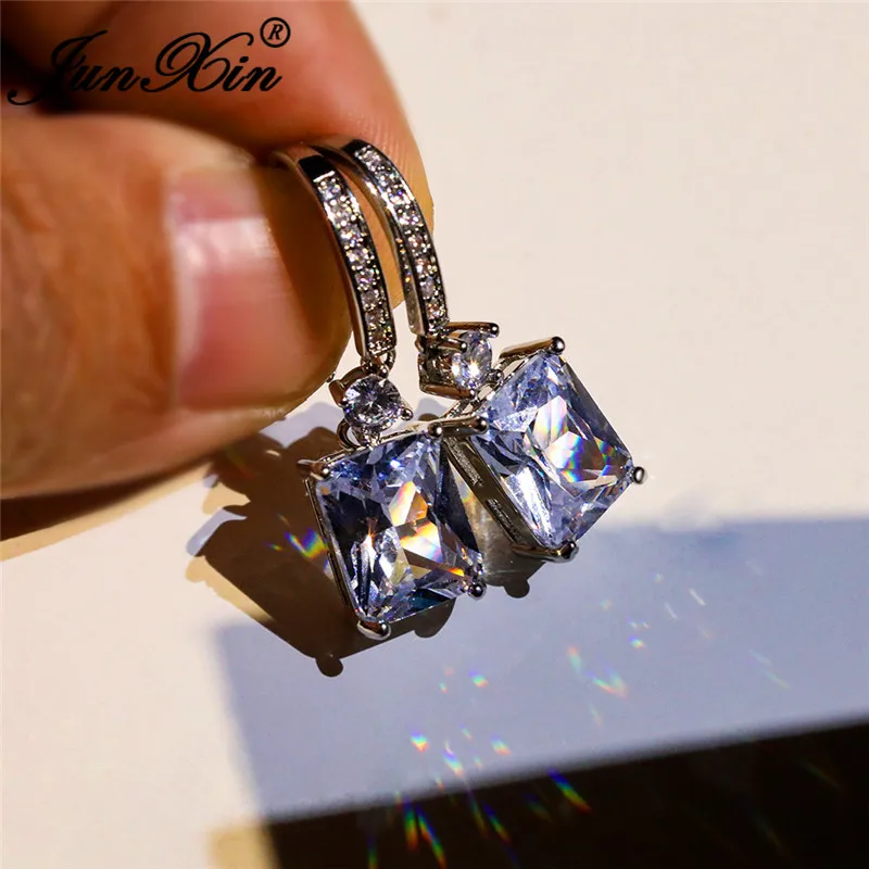 Женский Белый AAA циркон квадратные серьги для женщин серебро Цвет австрийский