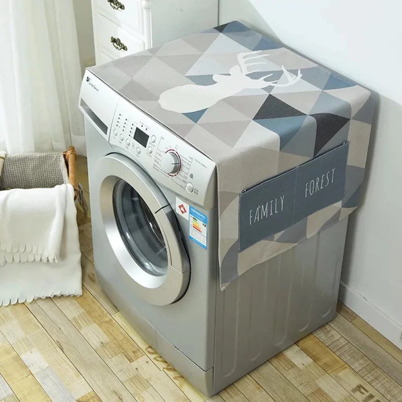 Cotton Linen Washing Machine Cover Drum Refrigerator Dust Cartoons Microwave Oven Covers Storage Box Household Goods | Дом и сад