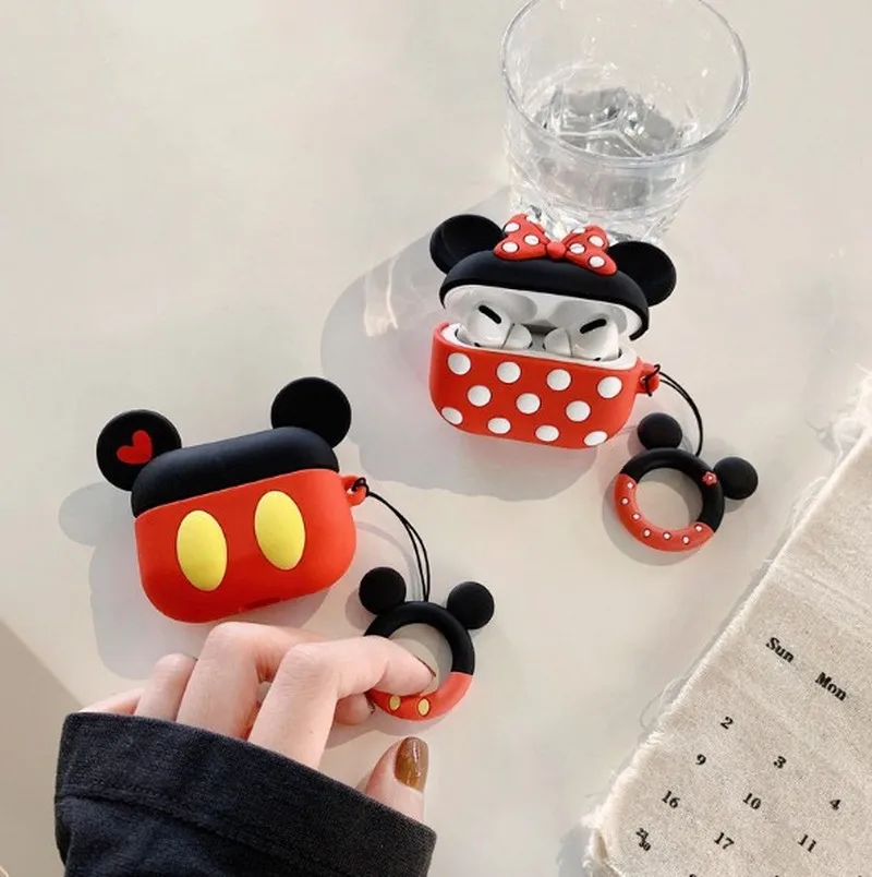 Милый мягкий силиконовый чехол с рисунком для Airpods Защитные Чехлы коробка