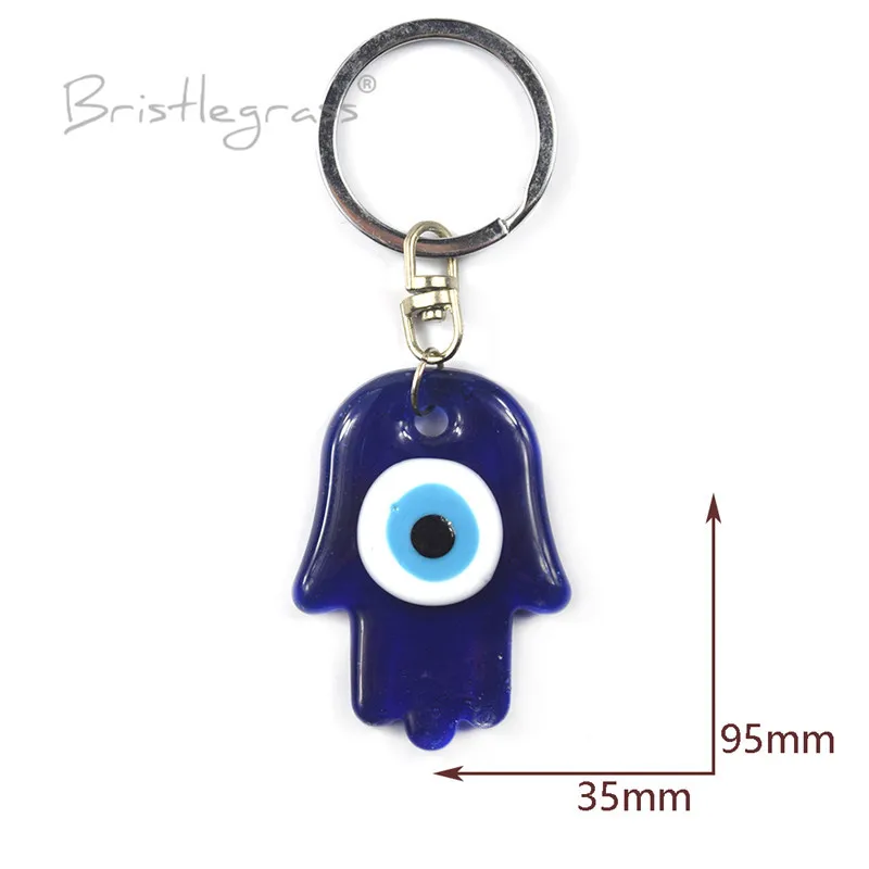 BRISTLEGRASS Турецкая голубой Дурной глаз Хамса Брелоки для ключей с рукой брелки