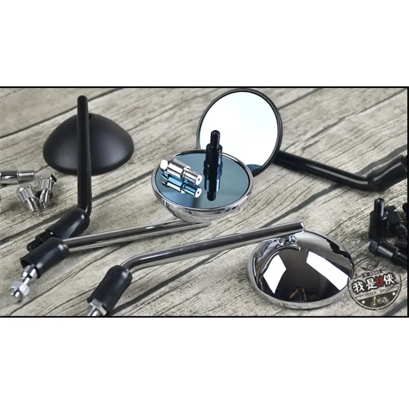 Металлическое круглое хромированное мотоциклетное зеркало заднего вида для