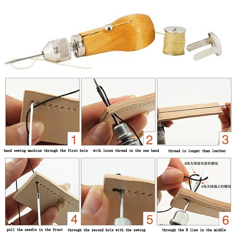 Кожаная швейная машина с вощеной нитью для ручного шитья инструмент кожи краевой