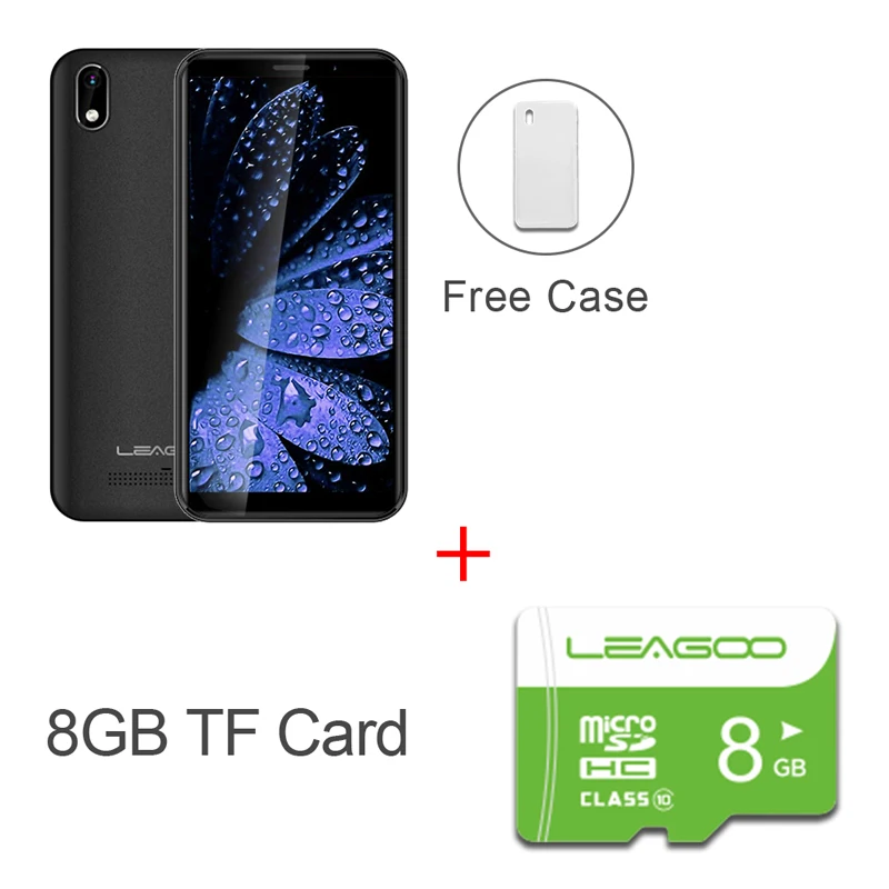 LEAGOO Z10 Android мобильный телефон 5," 18:9 полный экран 1 Гб ОЗУ 8 Гб ПЗУ MT6580 четырехъядерный 2000 мАч 5 Мп камера Две sim-карты 3G смартфон - Цвет: Black Add 8GB Card