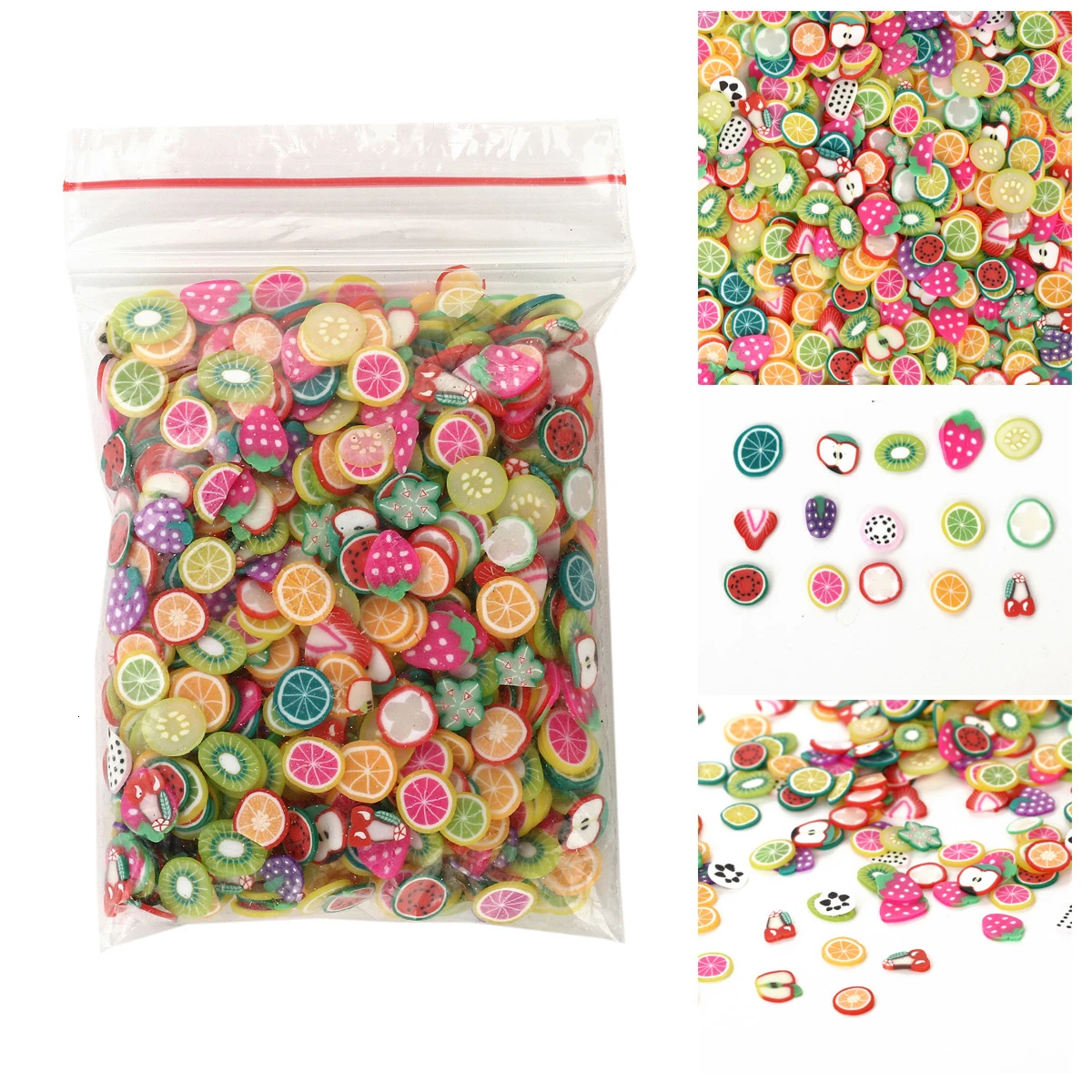 1000 шт./пакет новая 3D Полимерная глина крошечные фимо фрукты кусочки листья узор