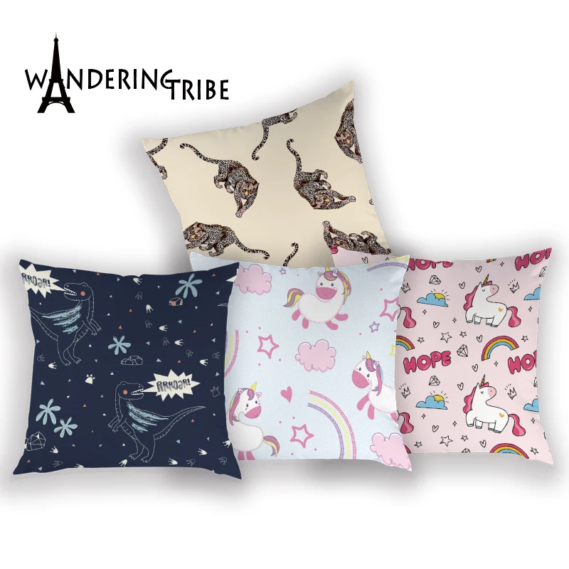 

Christmas Elk Covers Cute Child Home Pillow Case Horse Sofa Cushion Unicorn Bedroom Decorative Pillows Case Print 45*45Cm Cojin