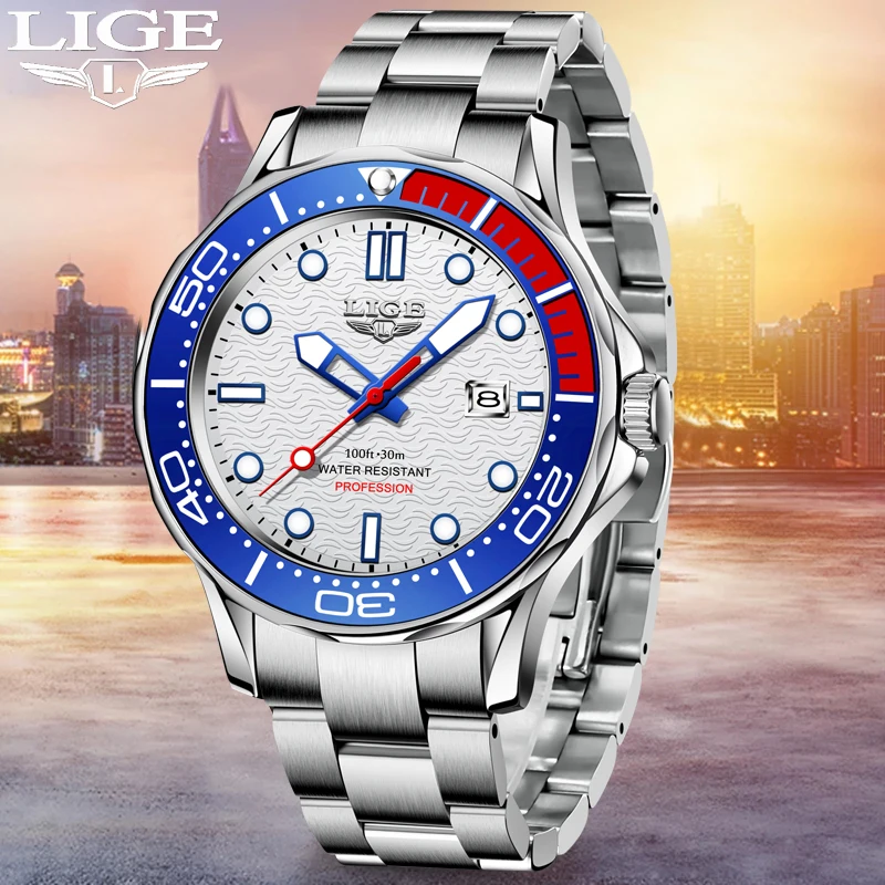 

LIGE Watches for Men Warterproof Sports Mens Watch Top Brand Luxury Clock Male Business Quartz Wristwatch Relogio Masculino+Box