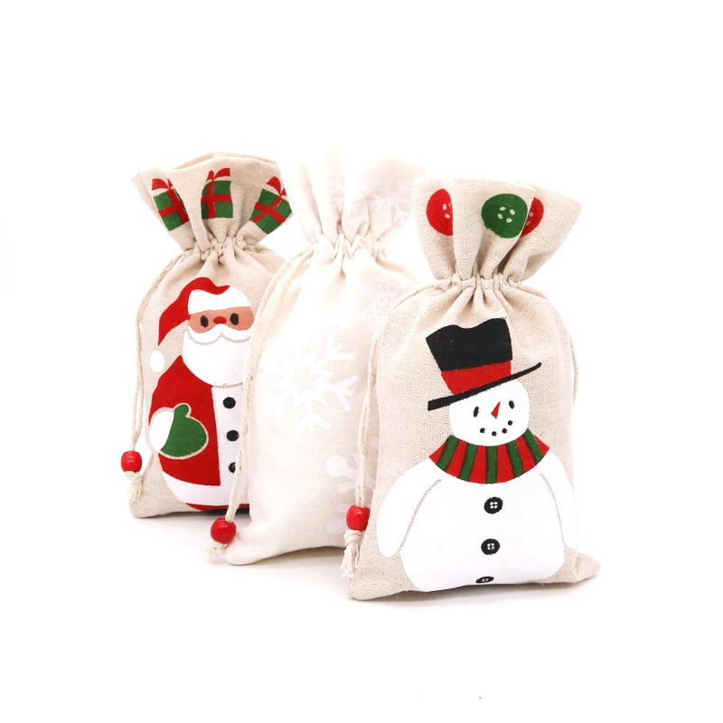 Новое поступление счастливые рождественские стильные хлопковые сумки 13x23 см 1 шт.