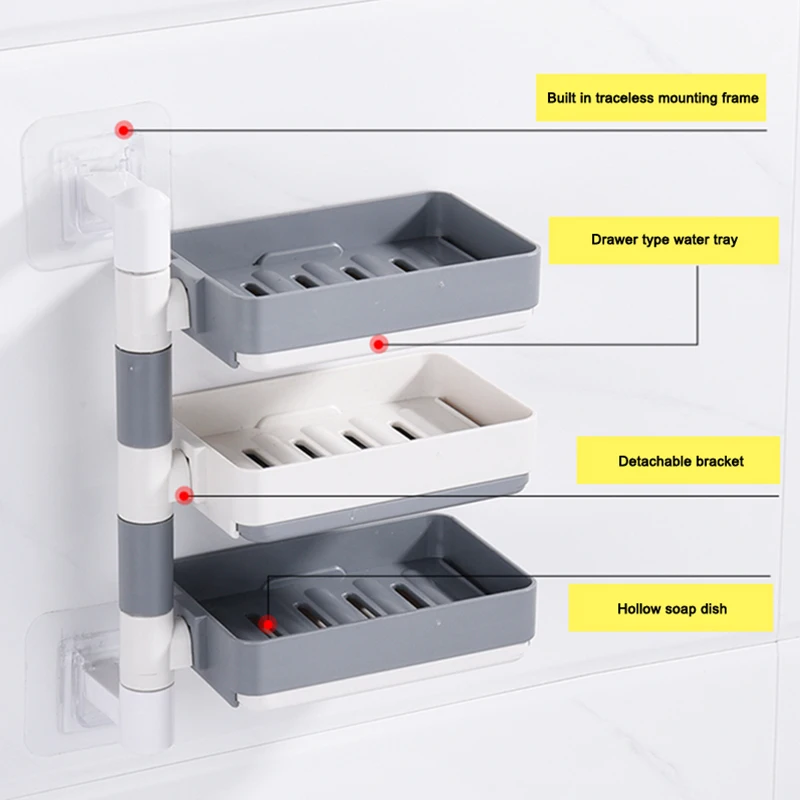 

Вращающийся настенный держатель для мыла, супермощный самоклеящийся держатель для мыла, посуды для ванной, душа, кухни, без гвоздей