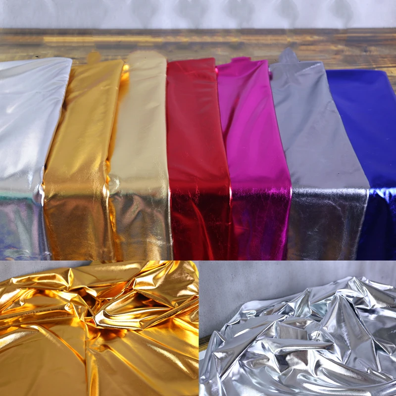 Новинка 50 см * 145 pandex Золотая и серебряная блестящая ткань эластичная бронзовая
