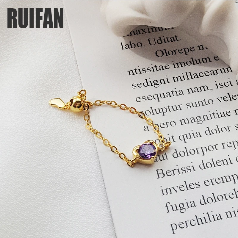 Ruifan сердце фиолетовый кубический цирконий Регулируемый O звено цепи кольцо с