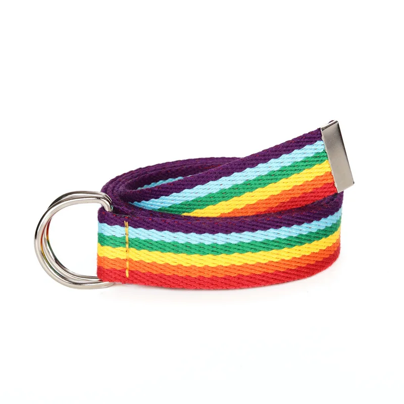

Hot Sale New Trendy Rainbow Colors Exquisite Waist Belt for Women Lady Pretty Canvas Thin Skinny Waist Belt Dress Accessory 3cm