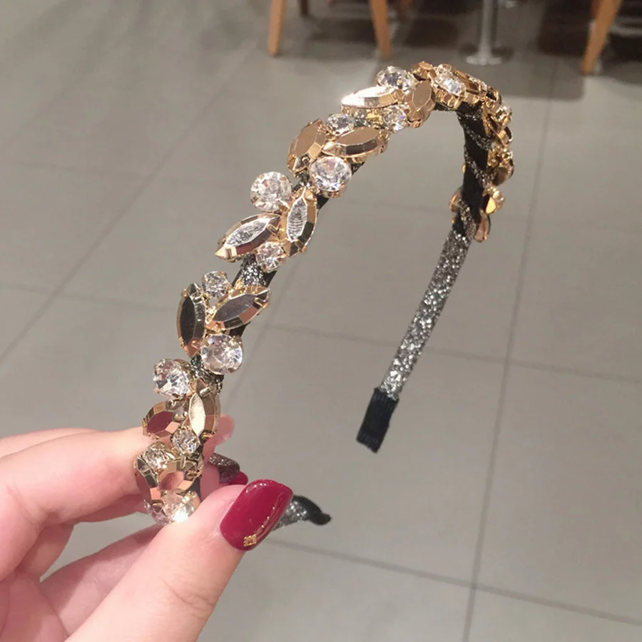 Haimeikang Autumn Winter New Headband South Korea Rhinestone Alloy Headband Net Red Temperament light Hair Accessories - Цвет: Серебристый