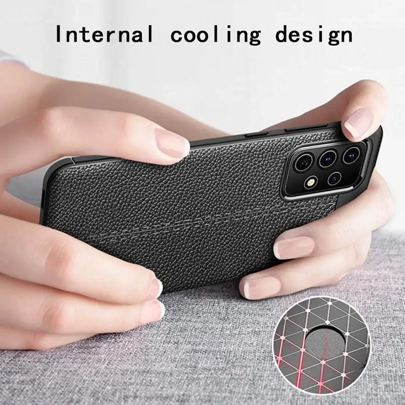 

Shockproof Case for Samsung A52 A72 5G A51 A71 A21S Leather texture Phone Back Cover for Galaxy S21 Ultra M31S A12 A32