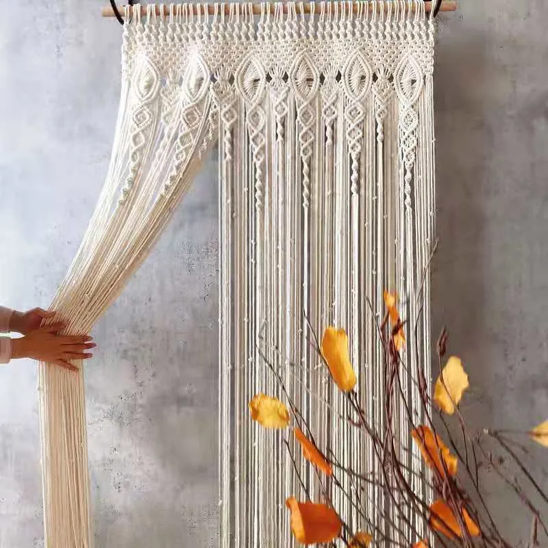 

Macrame Boho Tapestry Wall Hanging Handmade Cotton Knitting Tassel Door Curtain For Nordic Apartment Room Home Decor Accessories