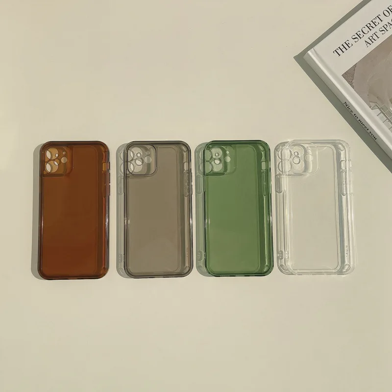 retro colorful brown green black trasparent phone case for iphone 13 12 11 pro max xr x xs max 8 7plus se clear soft tpu cover free global shipping