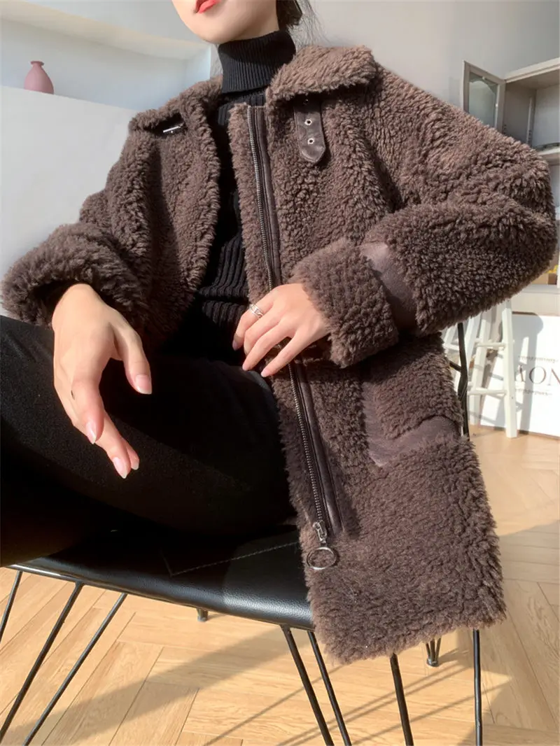 Женское меховое пальто новинка осень/зима 2020 из овчины в Корейском стиле