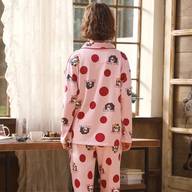2021Spring and Autumn New Women's Pajamas Cute Cardigan Long Sleeve Pajamas Home Service Sleepwear Pijamas Women Sleep Tops