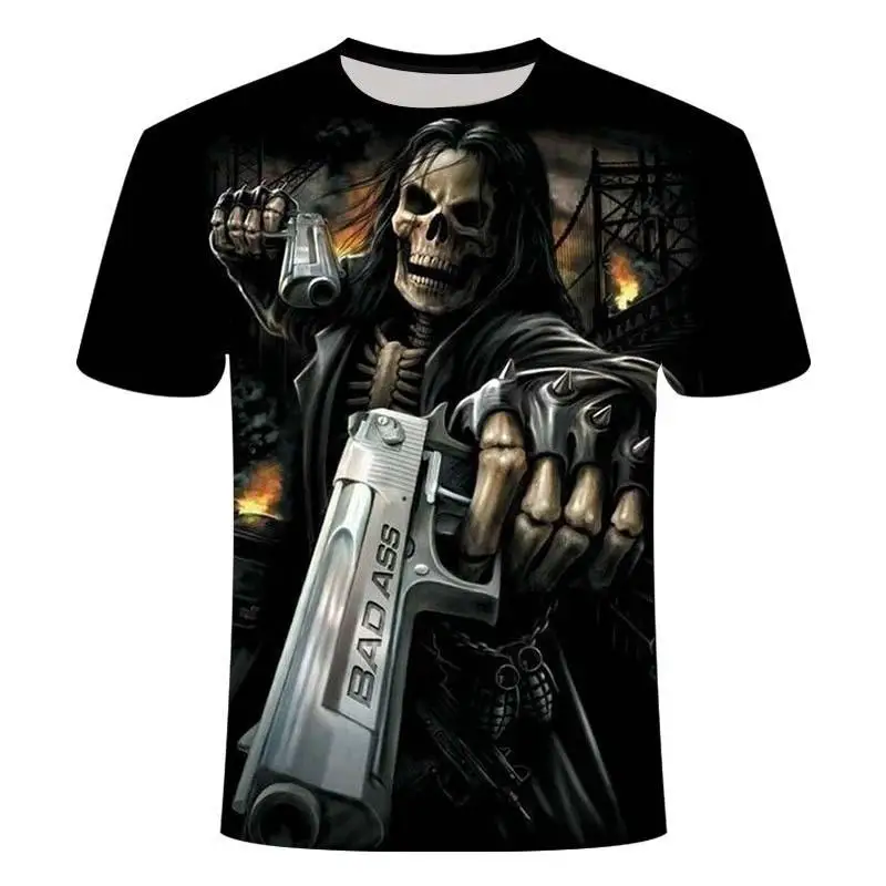 

Men's 2020 New Men's Summer Horror Demon 3D Skull Men's Short Sleeve T-shirt 3D Printing Breathable T-shirt
