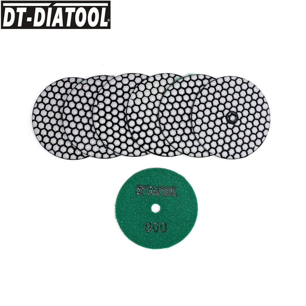 

DT-DIATOOL 7pcs/pk G800 Flexible Diamond Sanding Disc Dry Resin Bond Polishing Pads #400 For Granite Marble Dia 4"/100mm
