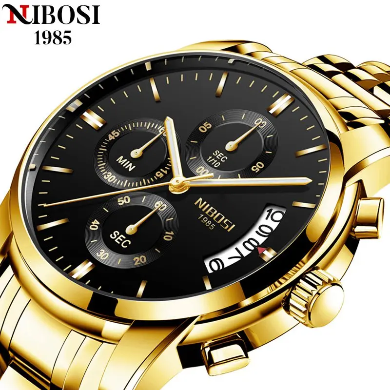 

Роскошные мужские часы NIBOSI s 2021, Новые водонепроницаемые армейские военные наручные часы с хронографом из нержавеющей стали для мужчин, муж...