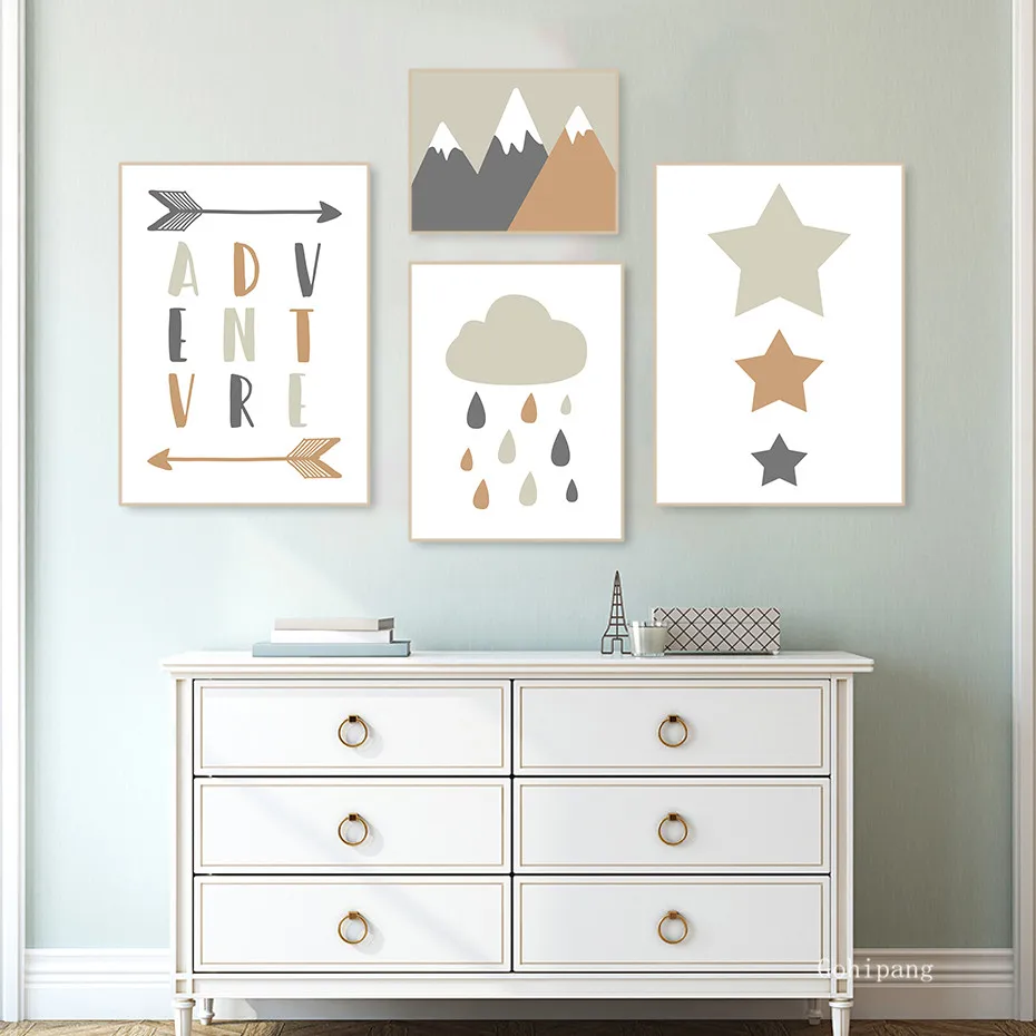 Детский мультфильм звезды стрелы бохо стиль холст картина картины настенные