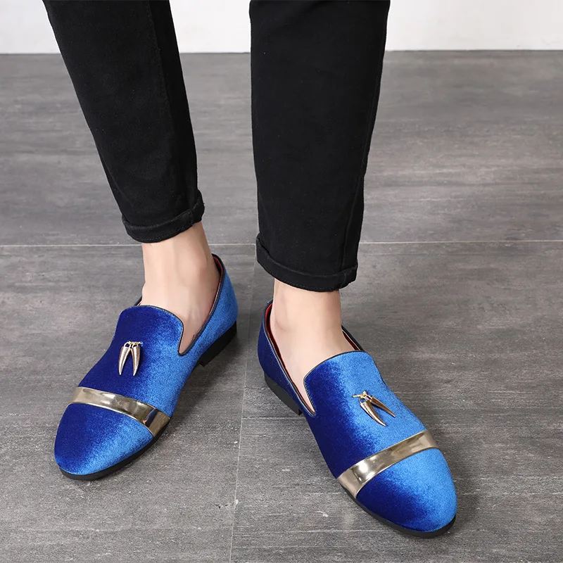 fashion party and wedding handmade men loafers velvet shoes Leaves gold buckle dress shoe men's flats ST384 | Обувь
