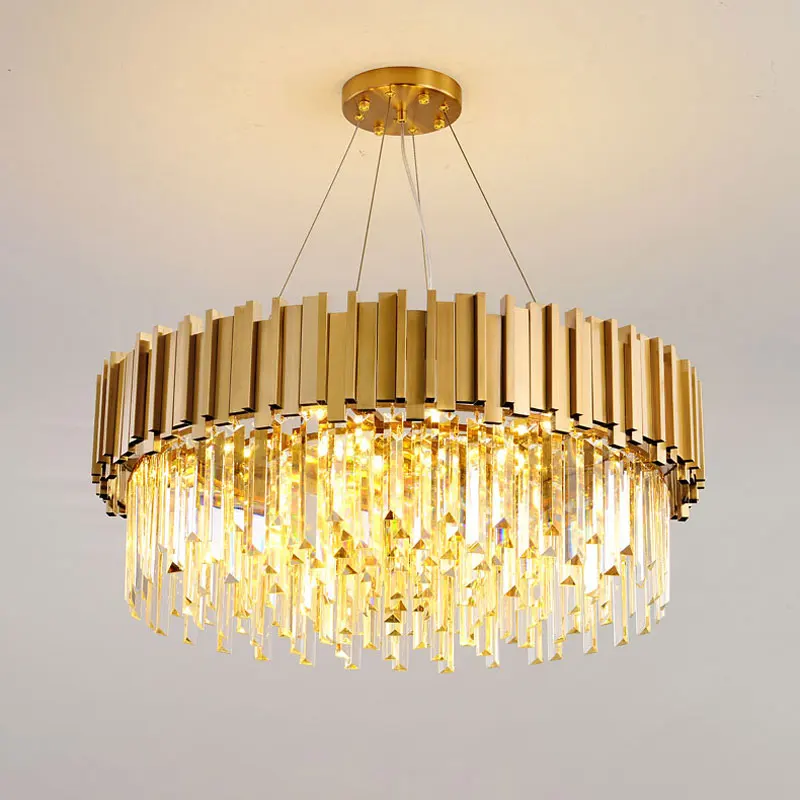 Светодиодная постмодернизированная круглая хрустальная люстра из нержавеющей