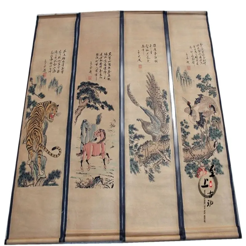 

Chinese Landscape Painting Murals Of Antique Calligraphy And Painting Calligraphy Feng Shui Four Screen