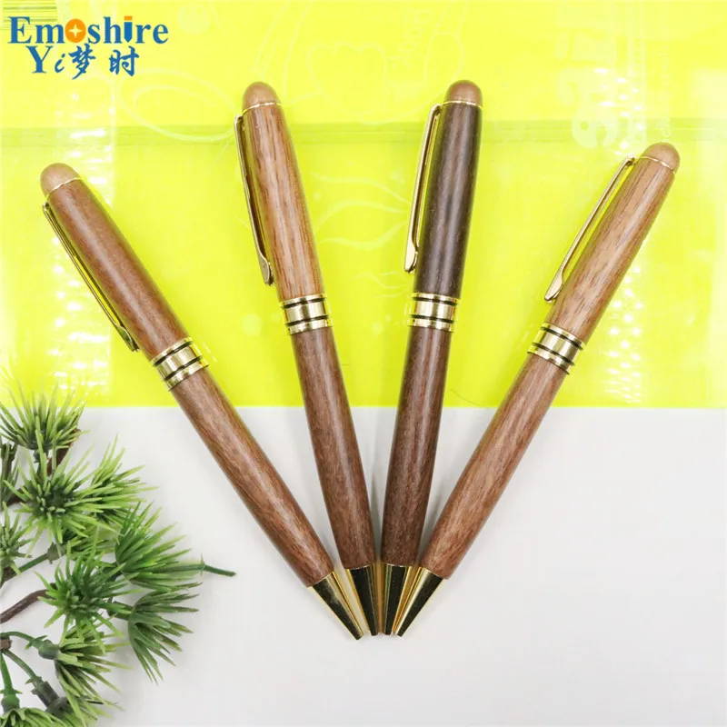 

Wood Ballpoint Pen Golden Pen Clip Brand Stationery Black ink Blue Refill Ball Pen for School Office Writing Supplies P788