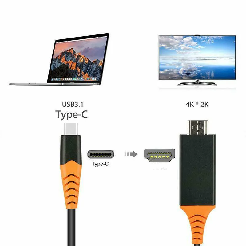 Type C USB к совместимому с HDMI HDTV 4K кабель для Samsung тетрадь Galaxy Note HUAWEI MateBook Microsoft 950 950XL HTC