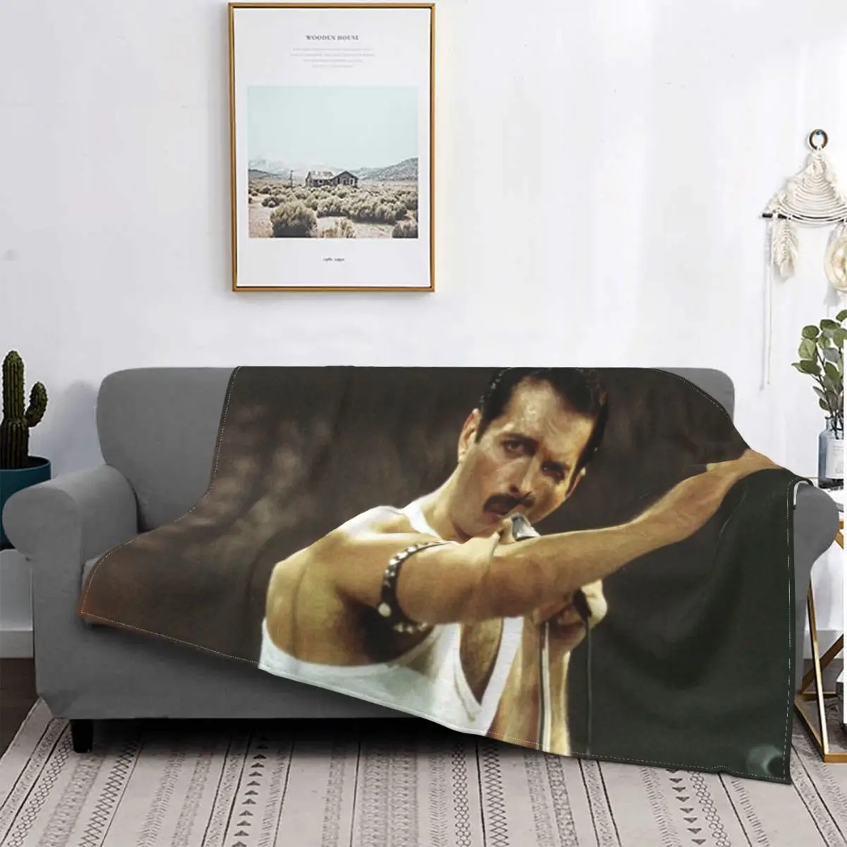 

Freddie Mercury-Manta de muselina para cama, cubrecama a cuadros, sofa, cubierta de playa, manta de Winter, 1322