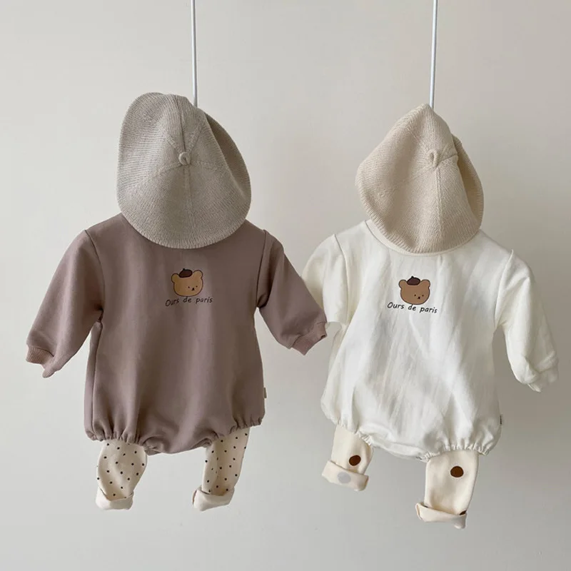 

New Spring Baby Boys Girls Romper Cotton Long Sleeve Pattern Print Bear Jumpsuit Infant Clothing Autumn Newborn Baby Clothes