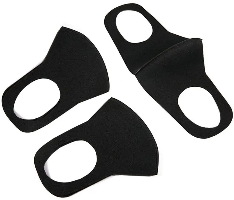 Черная защитная маска из губки дышащая многоразовая для лица модная черная