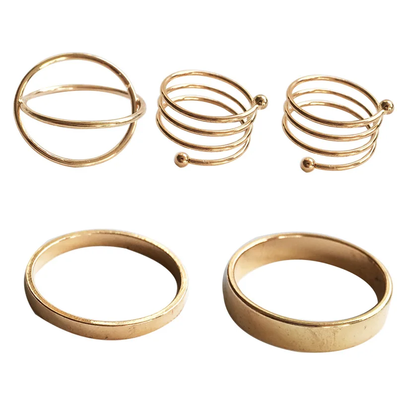 

Hip Hop Street Snap Fashion Ring Six-piece Set Multi-layer Index Finger Ring Simple Glossy Cold Wind Knuckle Ring