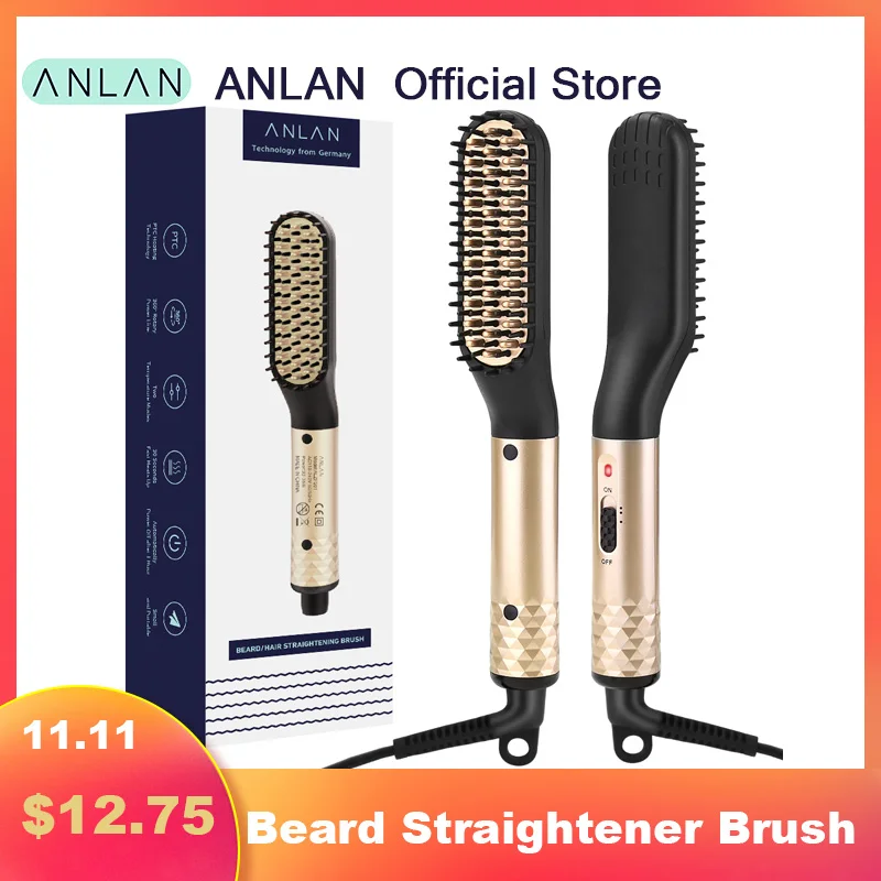 ANLAN мужской выпрямитель для волос многофункциональная керамическая щетка бороды