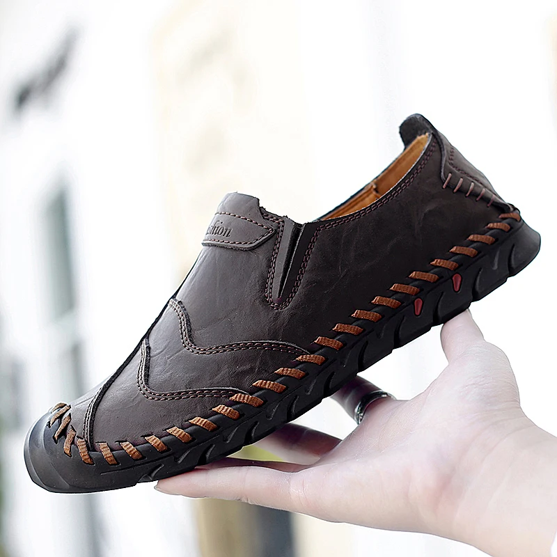 Spring Autumn Men Shoes Loafers Slip-ons Loafer Casual Leather Footwear Handmade Mens Slip on Male Comfortable Shoe Light | Обувь