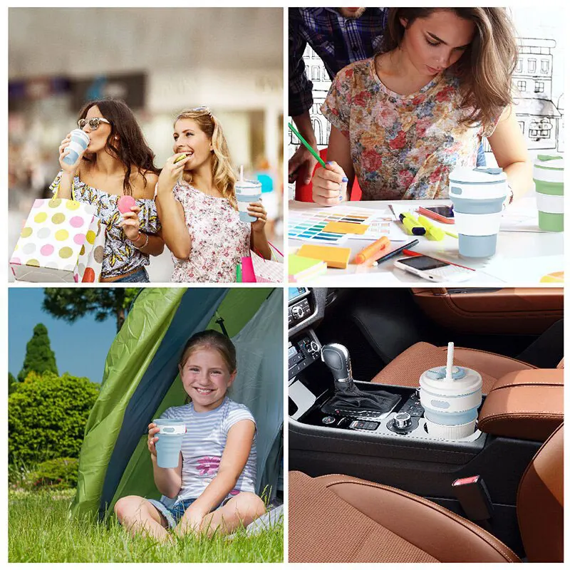 

350ml Coffee Cup Folding Silicone Water Cup Portable Silicone Telescopic Drinking Collapsible Multi-function Travel Cup cups