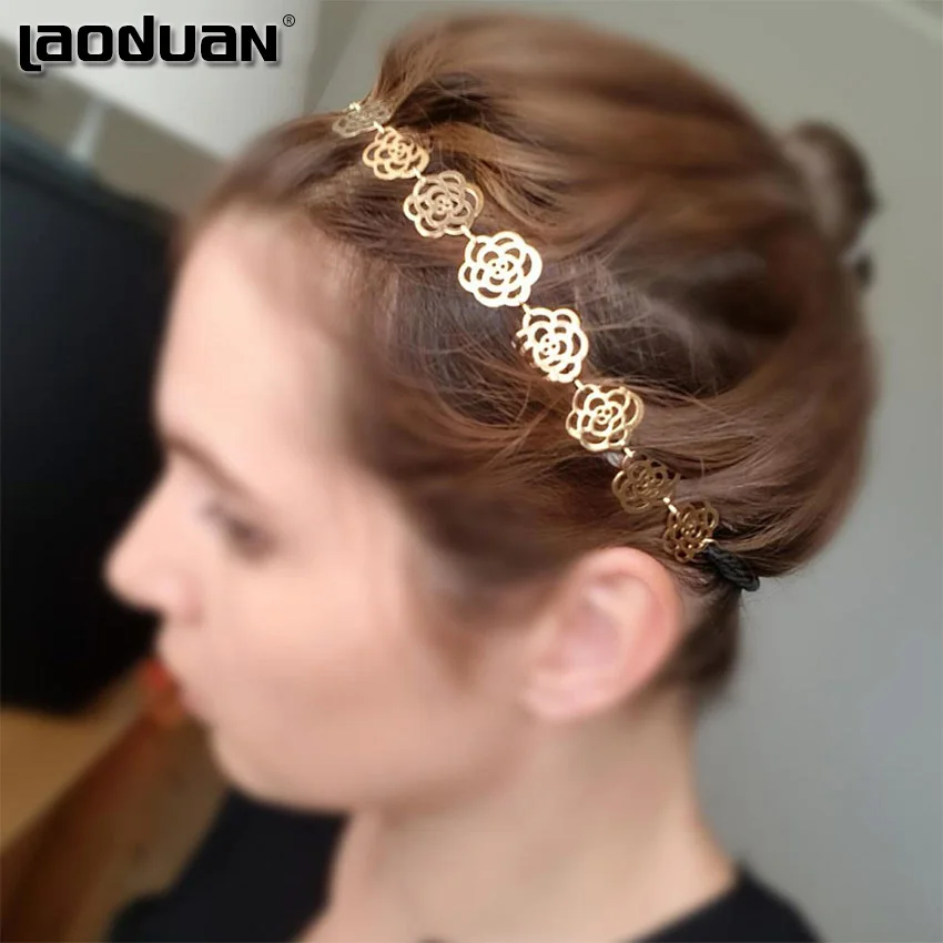 Новинка модная красивая металлическая Женская полые розы цветы эластичная