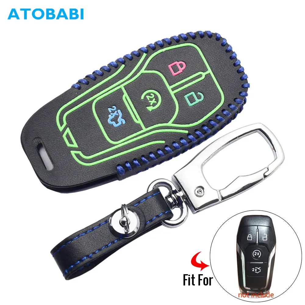 Светящийся кожаный чехол для ключей для автомобиля Ford Mustang Lincoln MKZ MKC MKX Smart Remote Fob Shell защитный чехол сумка для ключей